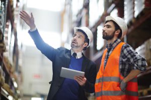 two engineers at a construction site